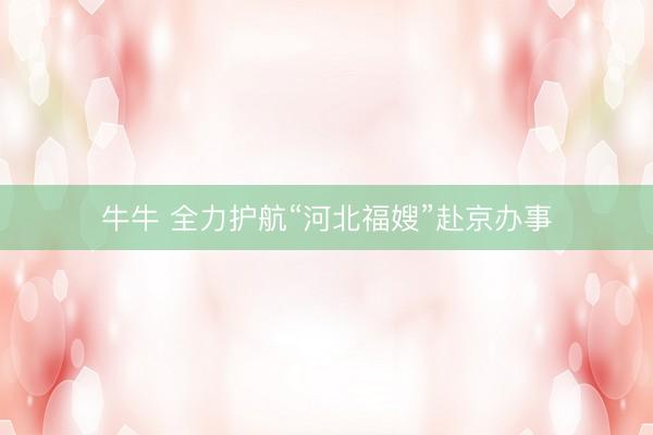 牛牛 全力护航“河北福嫂”赴京办事